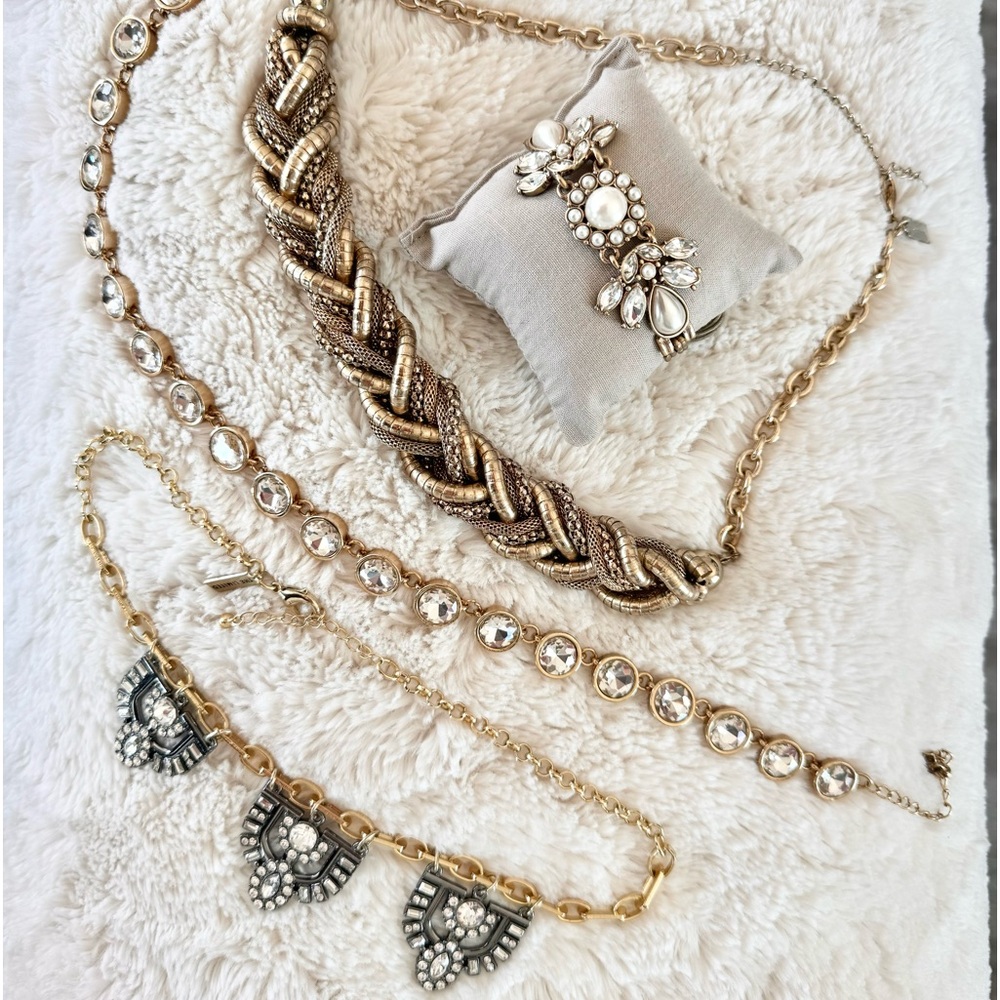 Gold statement necklaces and bracelet